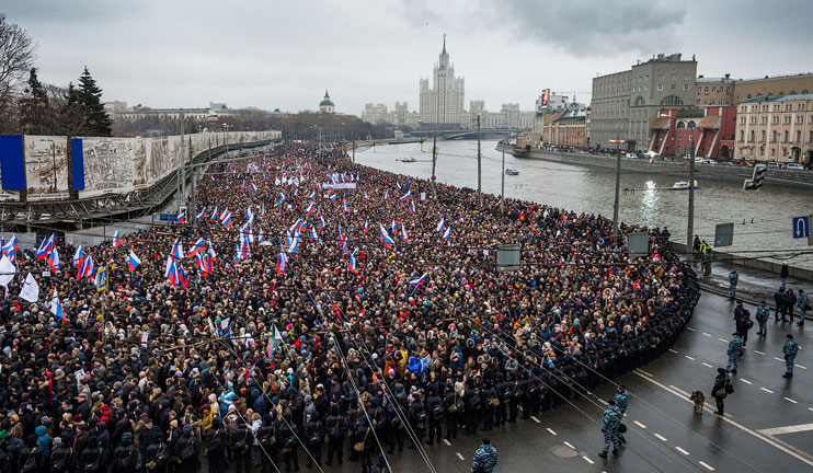 A funeral procession was arrange to commemorate the politician Boris Nemtsov killed in Moscow