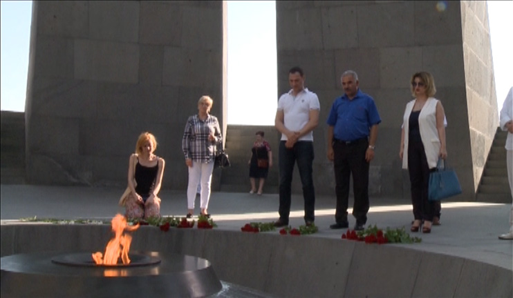 A group of Russian journalists visit Tsitsernakaberd Memorial Complex