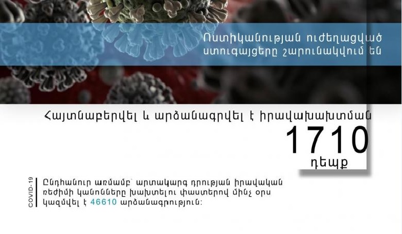 Հայտնաբերվել և արձանագրվել է իրավախախտման 1710 դեպք