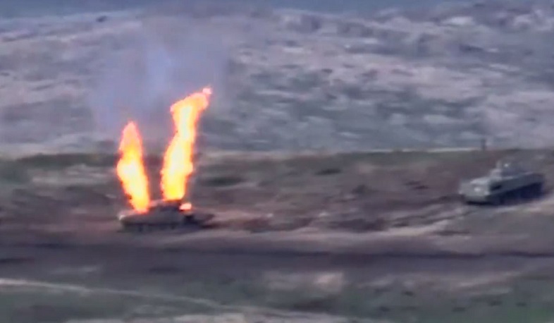 The Armenian armed forces are attacking the Azerbaijani military equipment. new video