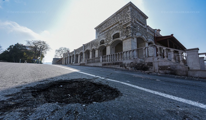 The aftermath of today's rocket attack in Shushi