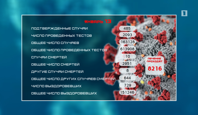 Обновление: 13.01.2021. Подтвержденное число случаев заболевания коронавирусом - 485, вылечилось 644 человек