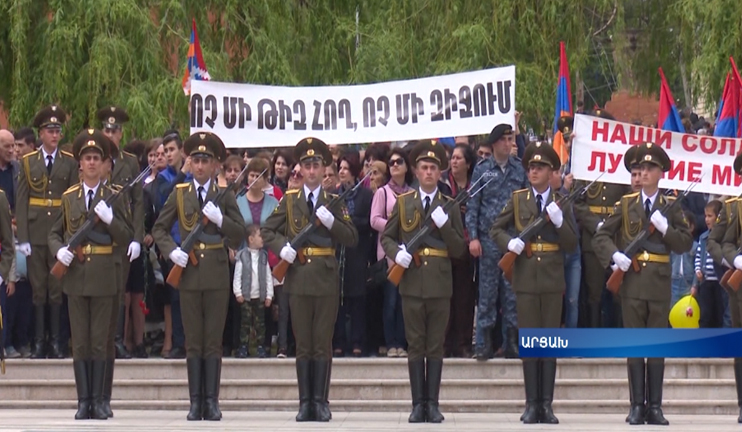 Solemn parade in Stepanakert