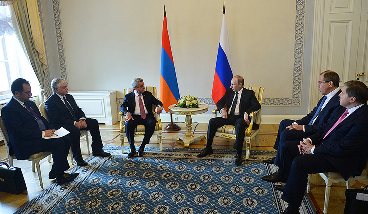 Serzh Sargsyan today met with Vladimir Putin in Saint Petersburg