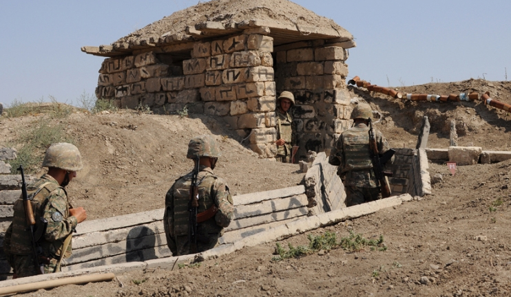 A serviceman wounded on the line of contact