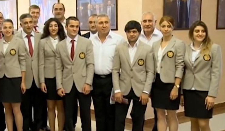 Armenian Olympians getting ready for the solemn opening ceremony