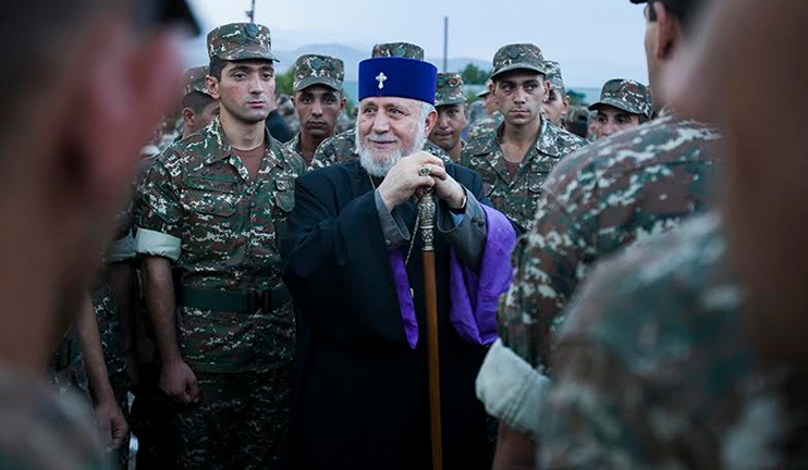 Catholicos of All Armenians visits Defense Army military unit in Artsakh