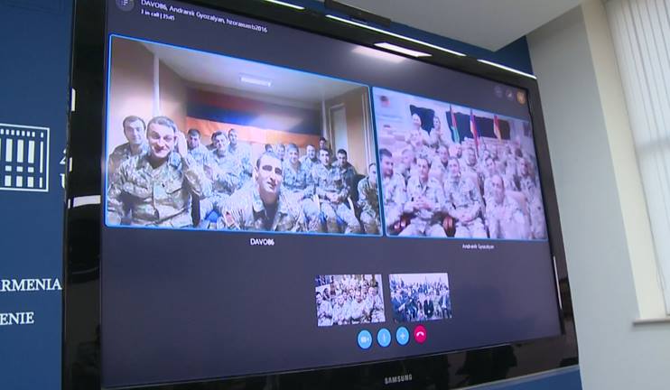 Traditional teleconference between peacekeepers and their family members