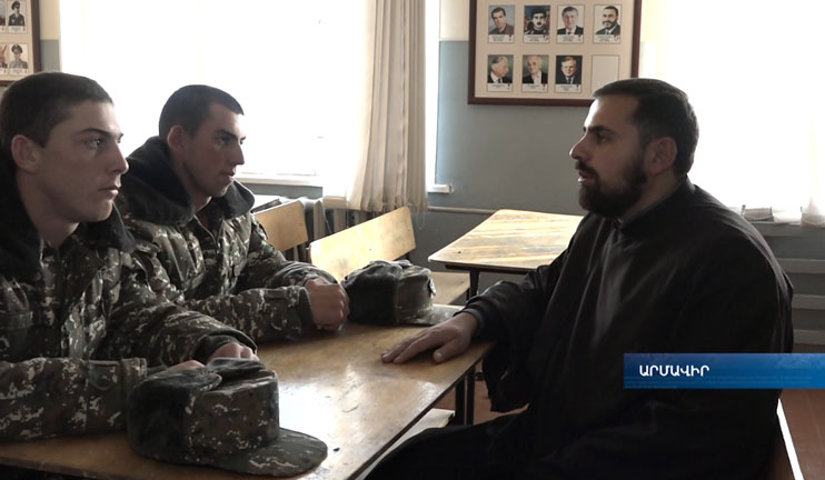 Father Aris spends part of the day with soldiers, the rest - at Lord's House