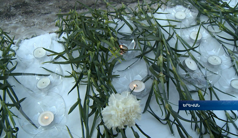 Flowers laid in front of Russian and German Embassies in Yerevan