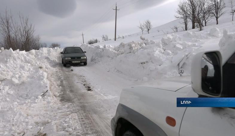 Snow and snow storm isolate Katnaghbyur village, Lori region