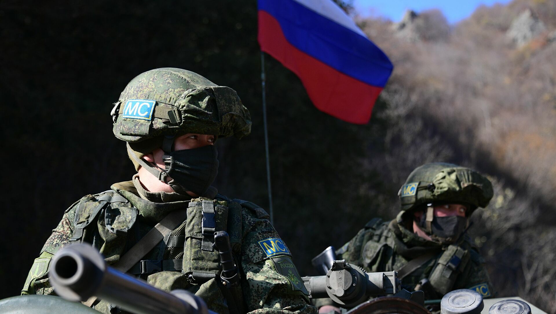 Russian peacekeepers conducted patrols on BTR-82A along the line of ...