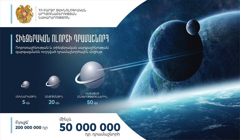 Մինչև 200 մլն դրամ դրամաշնորհային ծրագիր՝ Հայաստանում տիեզերական ոլորտի առաջխաղացման համար