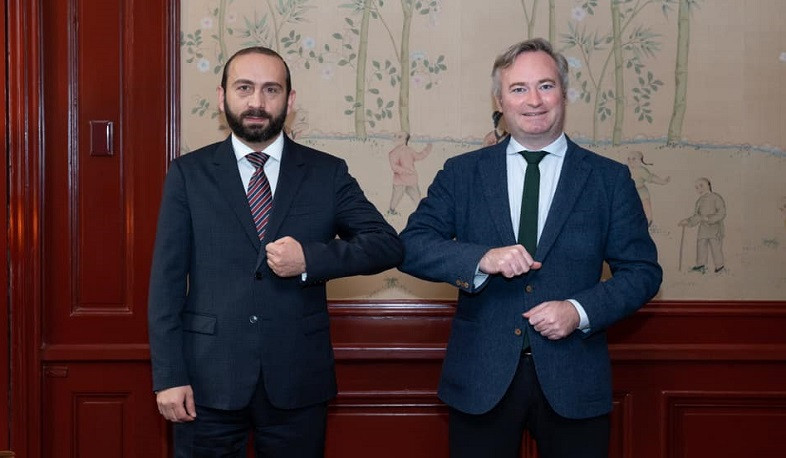 Ararat Mirzoyan and Jean-Baptiste Lemoyne discuss issues related to peaceful settlement of Nagorno-Karabakh conflict