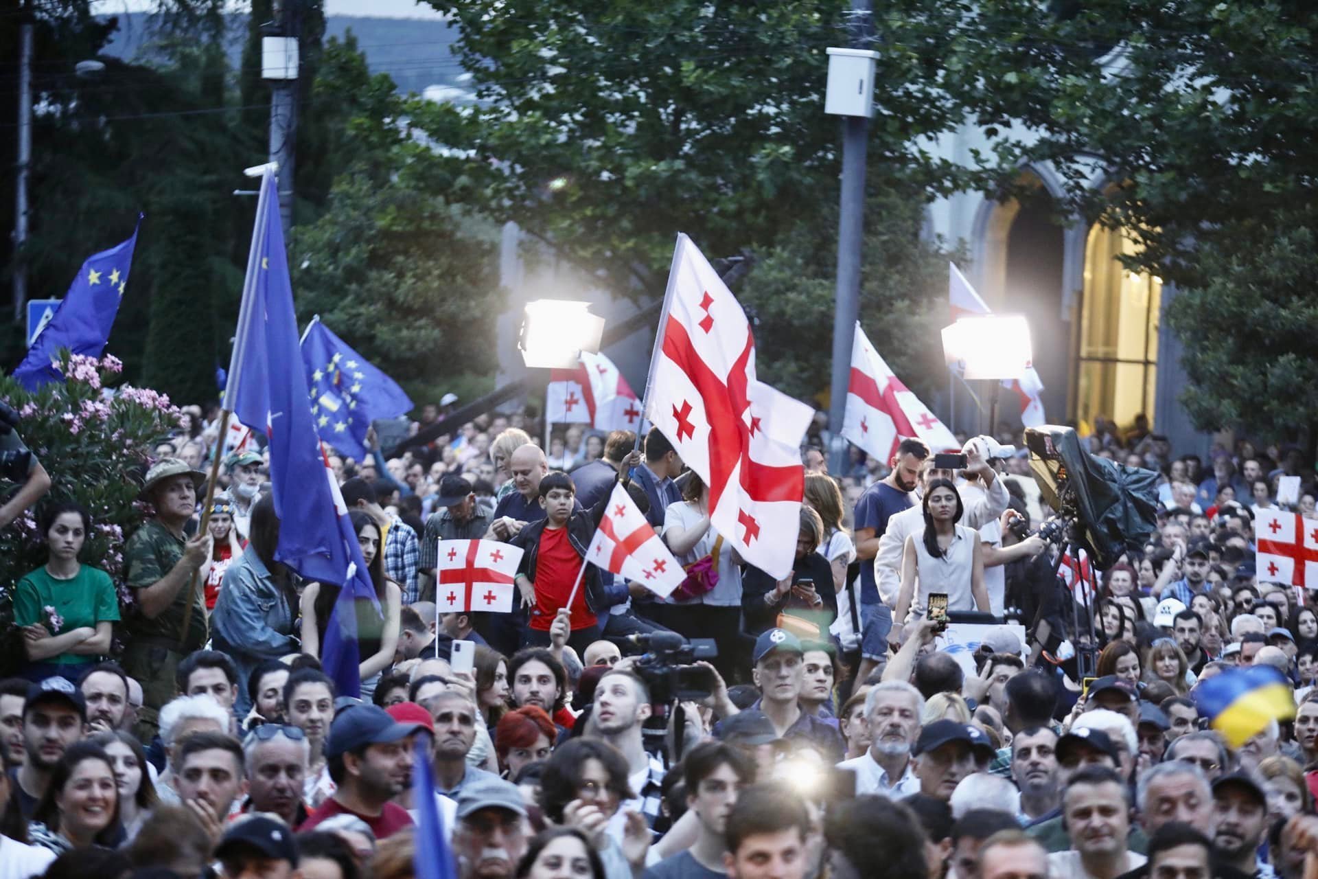 Protesters urged Georgian authorities to comply with EU demands