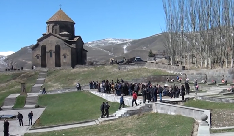 Ceremony of incense smoking to commemorate fallen Sisian volunteers during April bombing