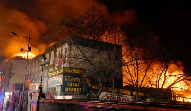 Large fire in famous London market