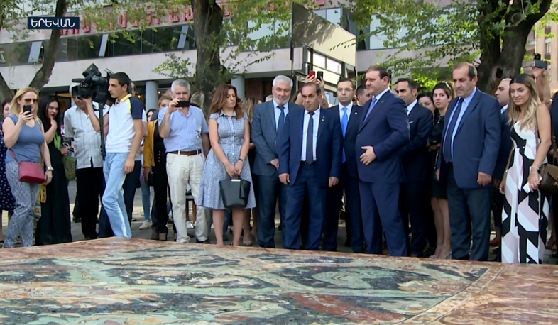 16th century Armenian dragon carpet mosaic in Yerevan