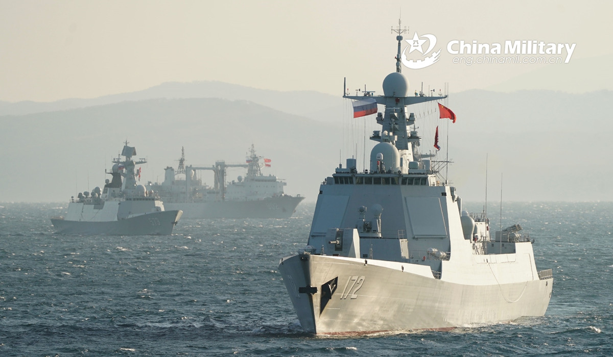 Chinese and Russian naval forces hold joint exercise at sea