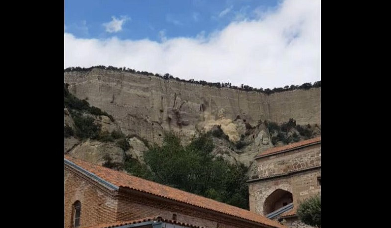 Rockslide near Georgian Shiomghvime Monastery