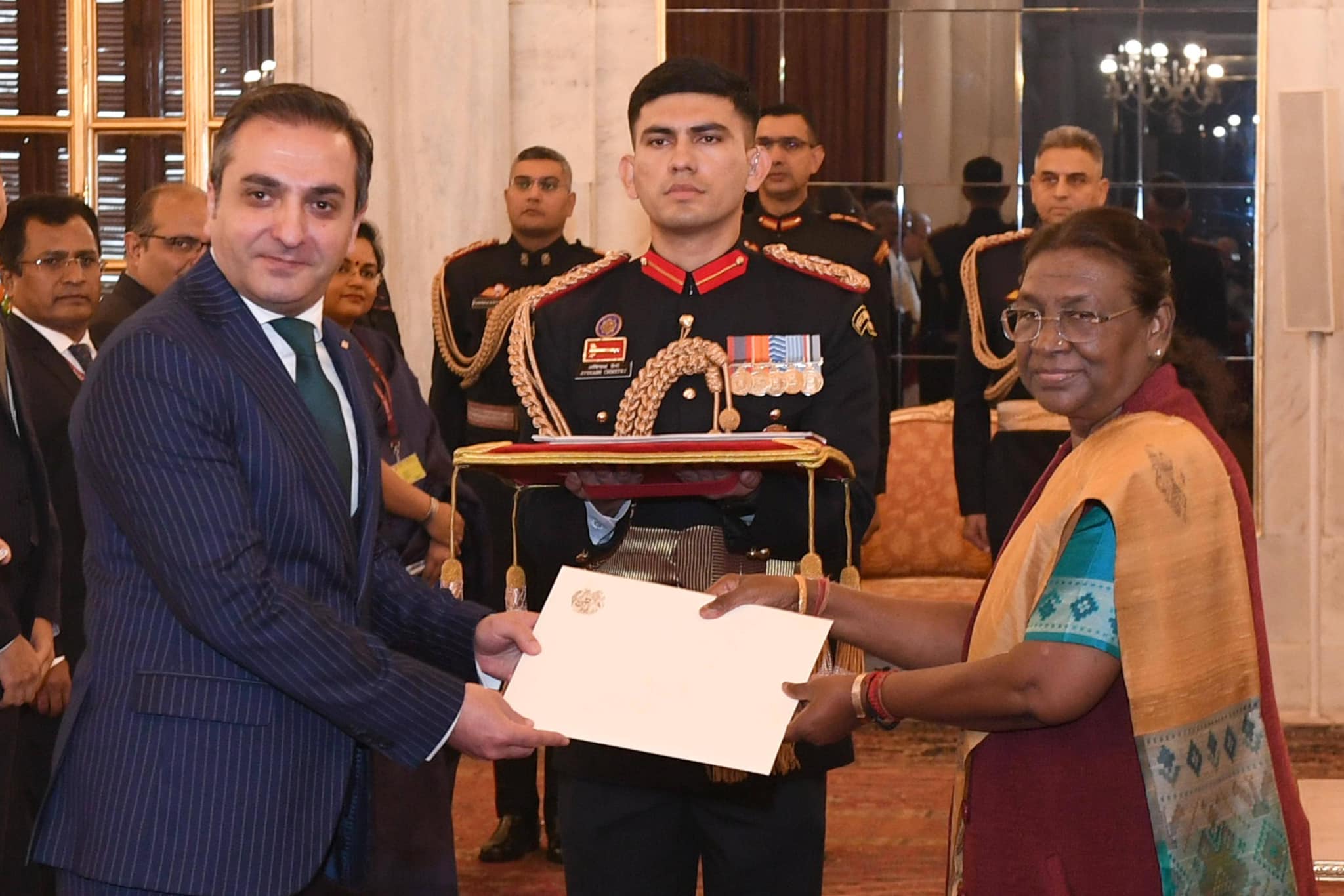 Ambassador of Armenia to India Vahagn Afyan presented Letters of Credence to President of India Droupadi Murmu