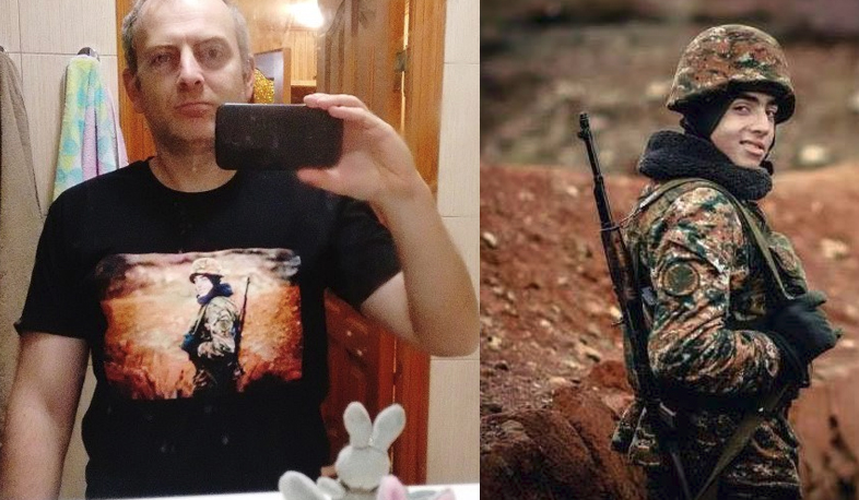 Lapshin wears shirt picturing Armenian soldier