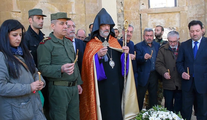 Prayer in the ruins of Deir ez-Zor Armenian church