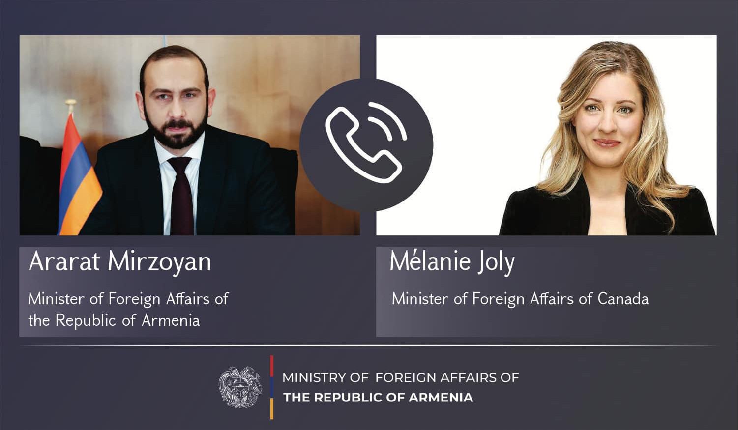 Telephone conversation of Ministers of Foreign Affairs of Armenia and Canada