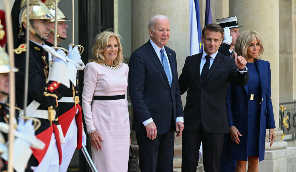 France's Macron welcomes Biden at Elysee presidential palace in Paris