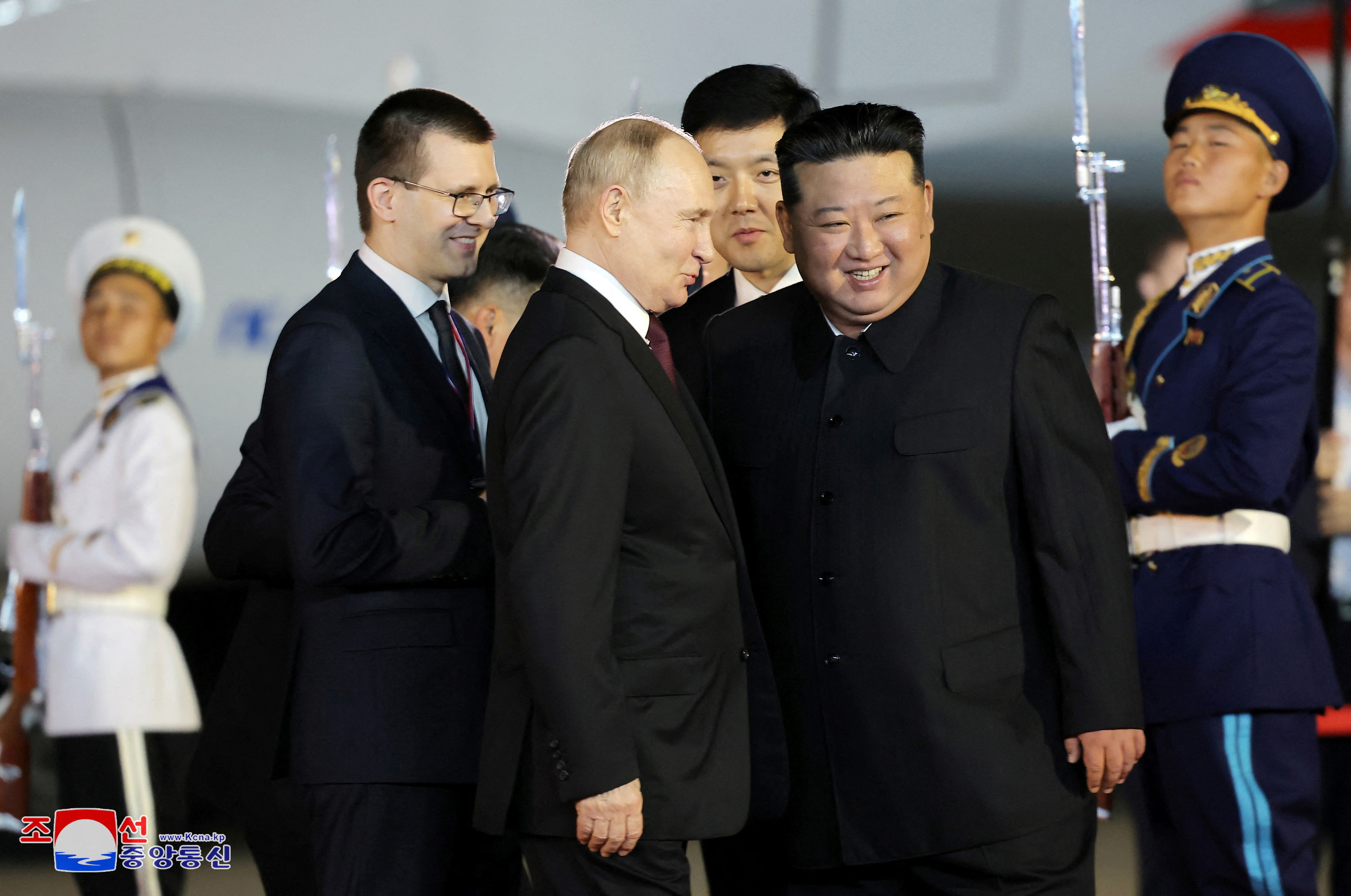 Putin gets lavish welcome in North Korea with cheering crowds, giant portraits