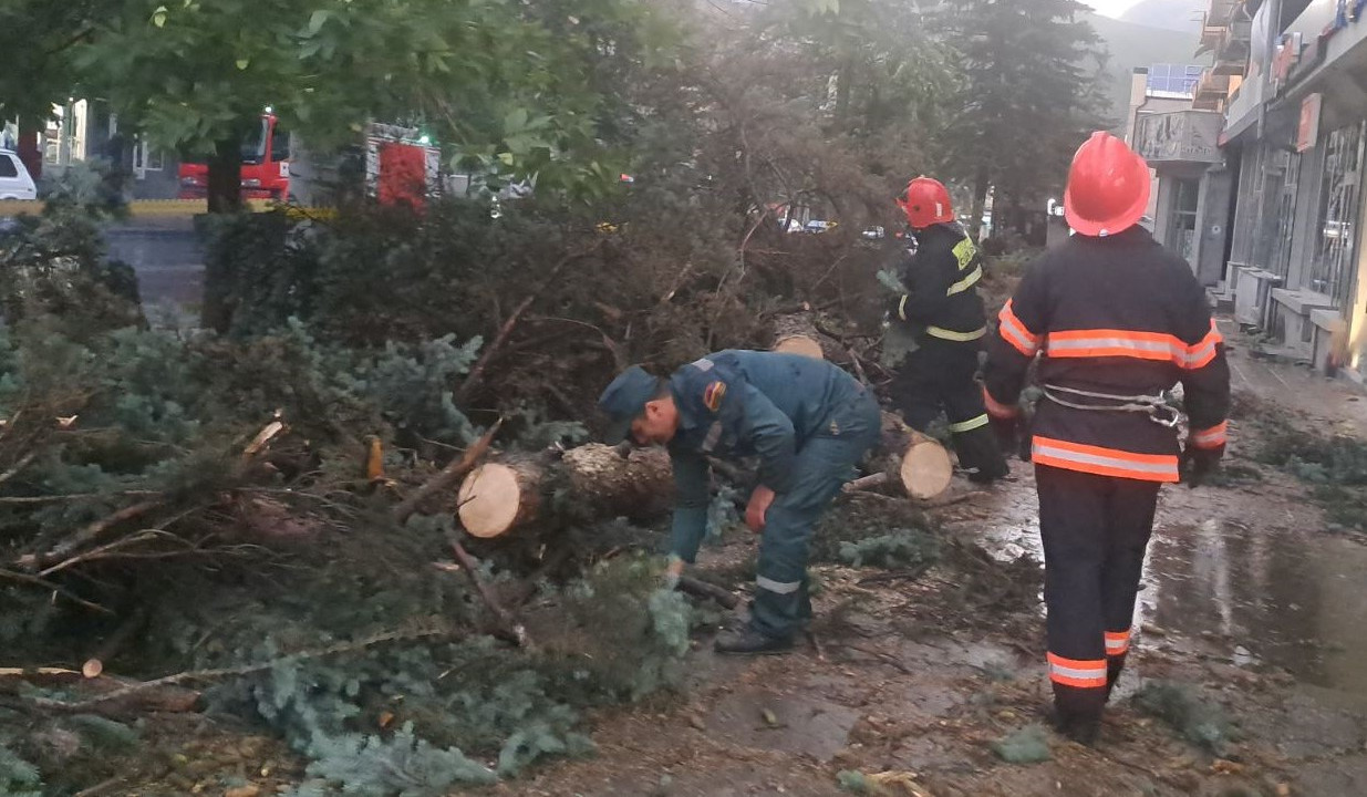 Քամու հետևանքով  վնասվել են տանիքների ծածկեր, թիթեղներ, սյուներ, ջերմոցային տնտեսության կառուցատարրեր, տապալվել են ծառեր. ՆԳՆ ՓԾ