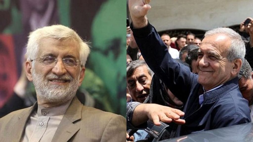 File footages of moderate Iranian presidential contender Pezeshkian and Khamenei protege Jalili as Iran goes to run-off