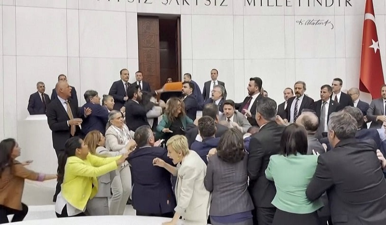 Turkish MPs brawl during debate on jailed opposition lawmaker