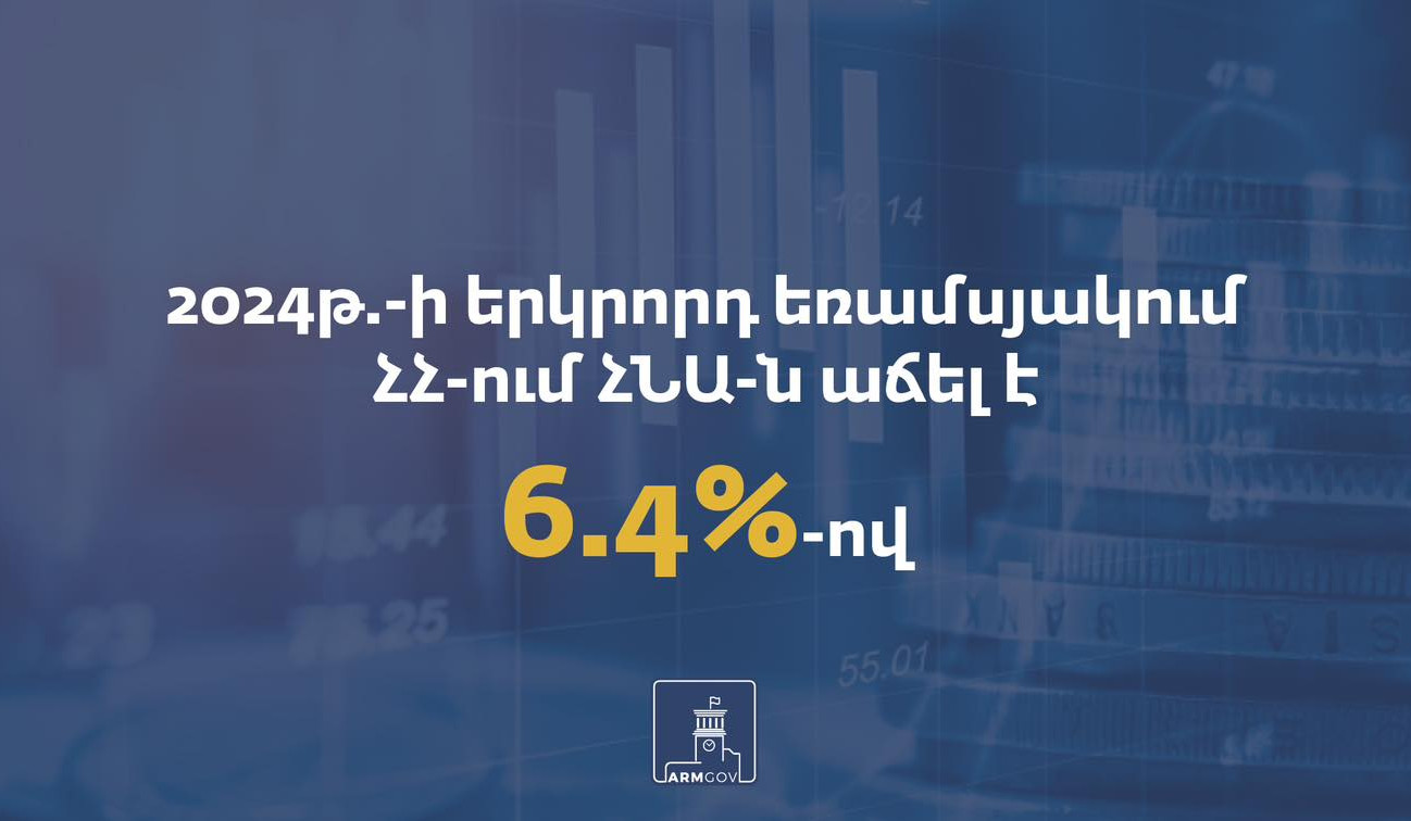 2024 թ․ երկրորդ եռամսյակում ՀՀ-ում ՀՆԱ-ն աճել է 6․4 տոկոսով