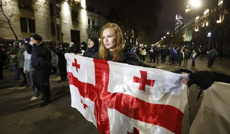 Pro-EU Protesters rally in Tbilisi after arrest of opposition leader