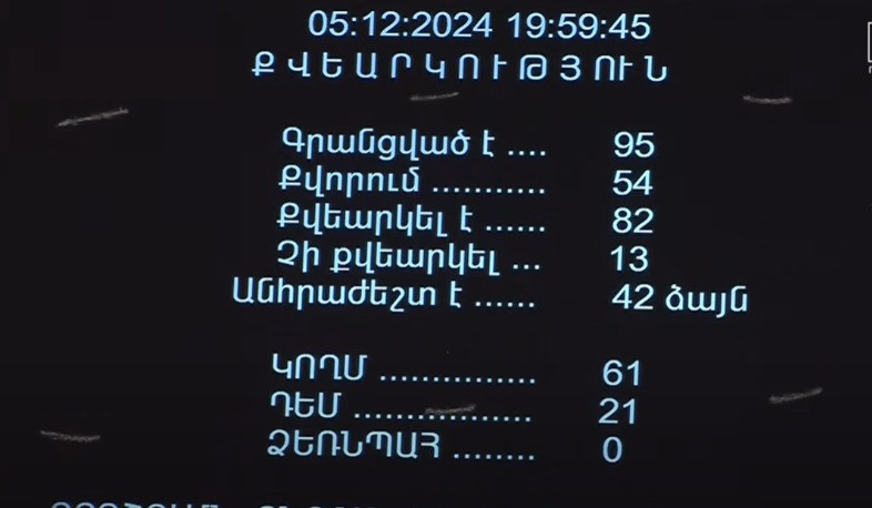 Ընդունվել է Գյումրիում քաղաքապետի պաշտոնակատար նշանակելու հնարավորություն տվող օրենքի փոփոխությունը