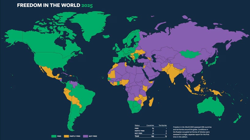 Ըստ Freedom House-ի՝ տարածաշրջանում միայն Հայաստանն ու Վրաստանն են դասվում մասամբ ազատ երկրների շարքին