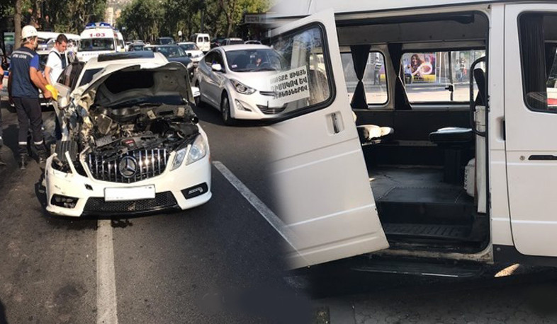 "Mercedes C" and "GAZEL", serving route 30, collided on Baghramyan Avenue. There are injured