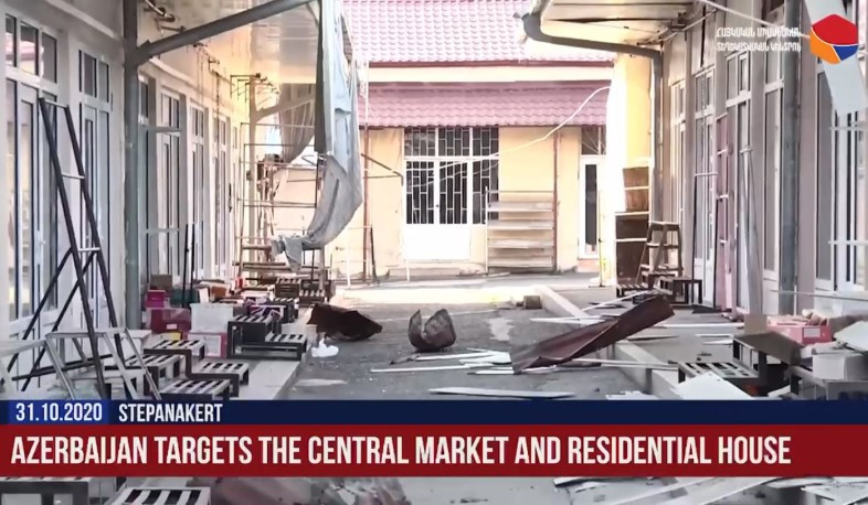 The aftermath of the Stepanakert rocket attack․ Video