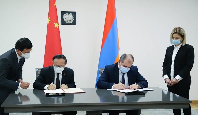 Ստորագրվել է «Հայաստանի կառավարության և Չինաստանի կառավարության միջև տեխնիկատնտեսական համագործակցության մասին» համաձայնագիր