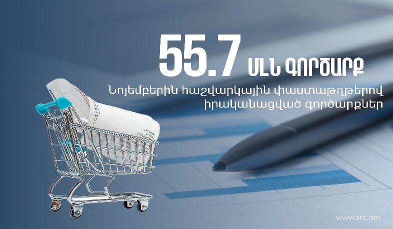 Հարկ վճարողների դուրս գրած հաշվարկային փաստաթղթերով 2023 թ. նոյեմբերին իրականացվել է 55.7 մլն գործարք
