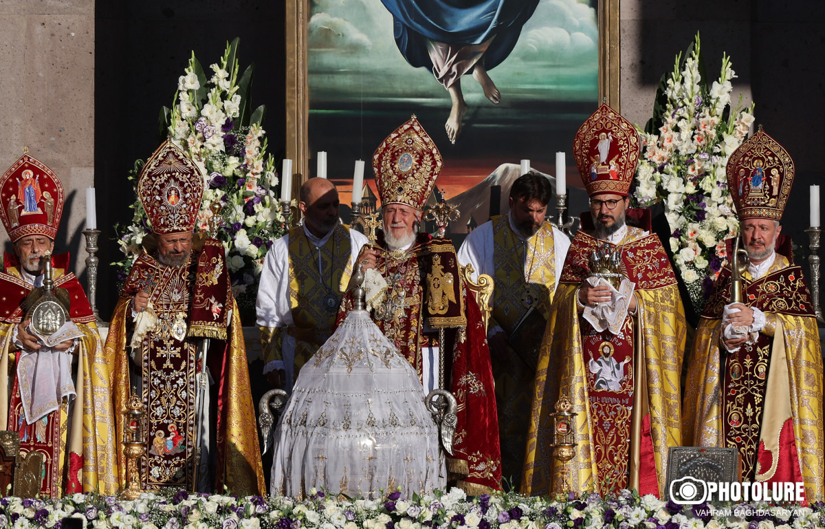Blessing of Holy Muron in open altar of St. Trdat of Mother See of Holy Etchmiadzin