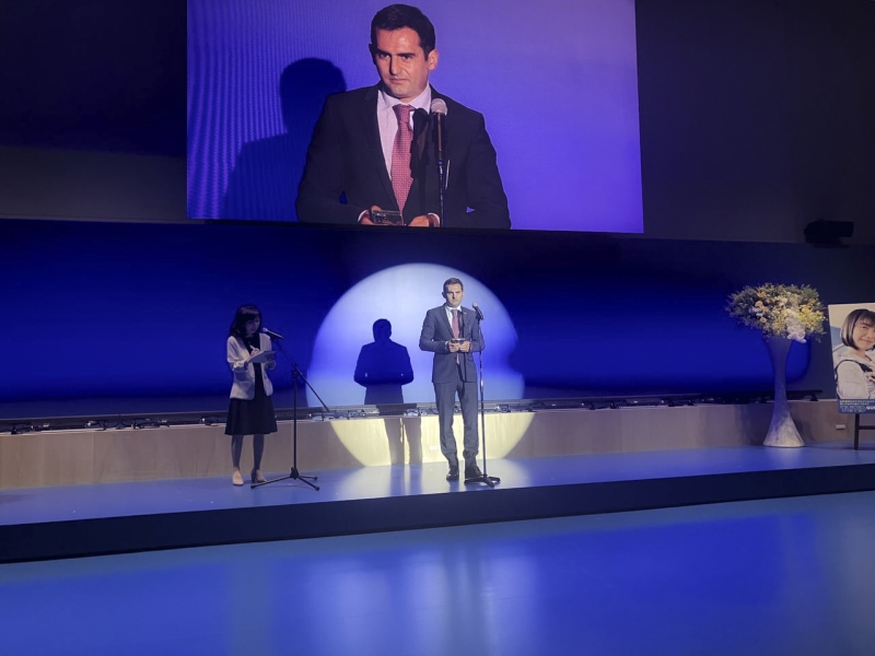 Hakob Arshakyan gives welcoming speech at opening of Tumo Center in city of Takasaki of Japan