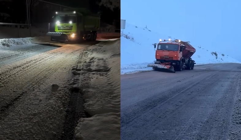 Ողջ գիշեր ՀՀ ավտոճանապարհներին շարունակվել են ձմեռային սպասարկման աշխատանքները