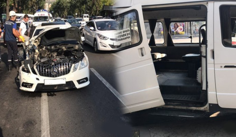 "Mercedes C" and "GAZEL", serving route 30, collided on Baghramyan Avenue. There are injured