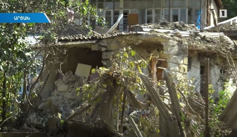 The scale of the damage caused by the rocket attack in Stepanakert. "Lurer" Video