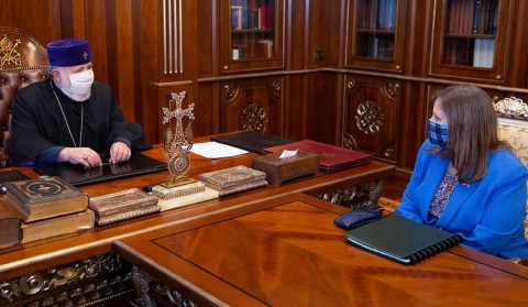Armenian Supreme Patriarch discusses documented incidents of desecration and destruction of Artsakh churches with US Ambassador to Armenia
