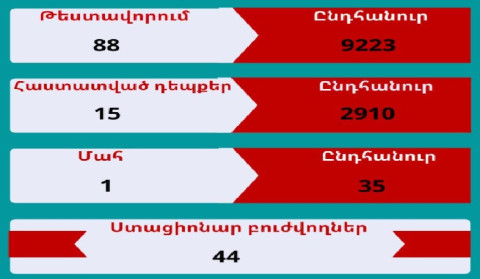 В Арцахе выявлено 15 случаев заболевания коронавирусом