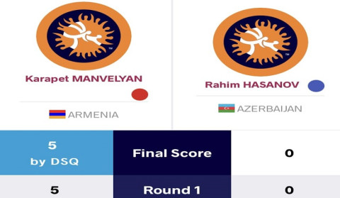 Karapet Manvelyan defeated Azerbaijani wrestler: the latter was disqualified for aggressive behavior