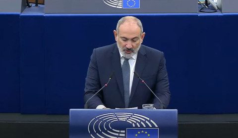 Armenia’s Prime Minister Nikol Pashinyan addresses the European Parliament